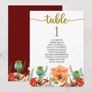 Plano de Assentos Cartão de Mesa Caligrafia Adoráv