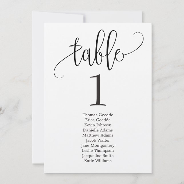 Plano de Assentos Cartão de Mesa com Caligrafia Ad (Frente)