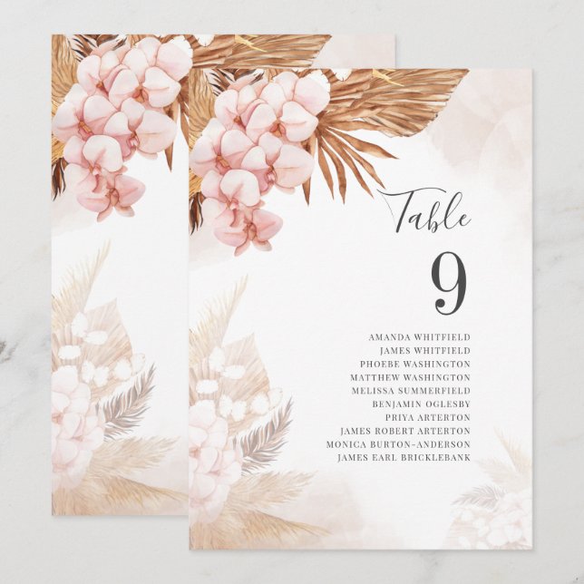 Plano de Assentos de Mesa de Casamento de Terracot (Frente/Verso)