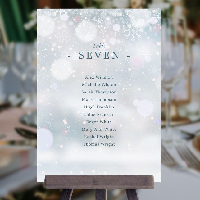 Plano de Assentos na Neve do Winter Wonderland Núm (Winter Wonderland Snow Seating Plan Table Number)