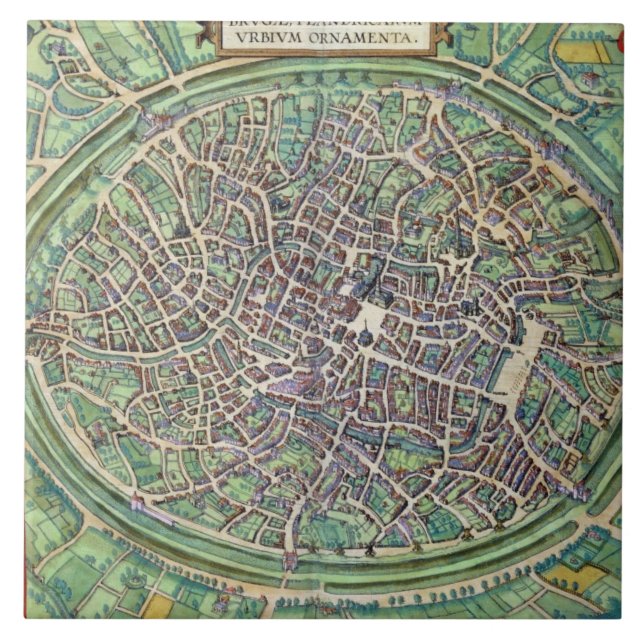 Plano de cidade de Bruges, 'de Civitates Orbis (Frente)
