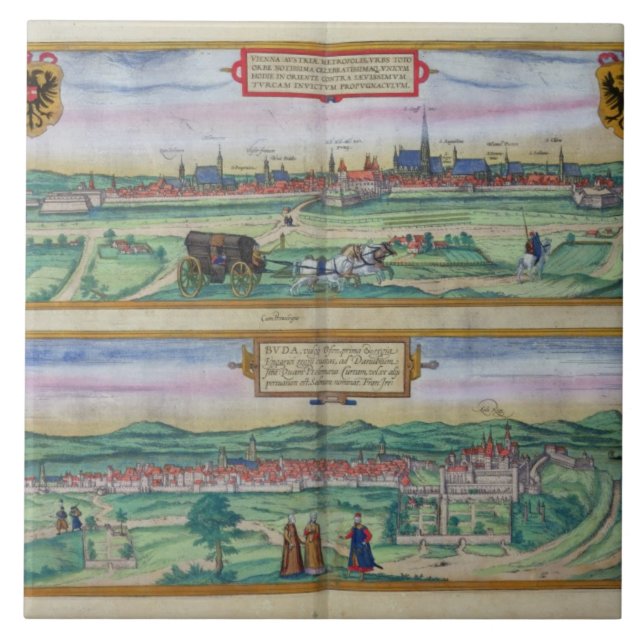Plano de cidade de Viena e de Buda, 'de Civitates (Frente)