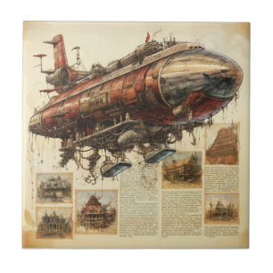 Plano de Cidade Zeppelin de Cobre de Fantasia Indu