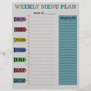 Plano de duas semanas do menu