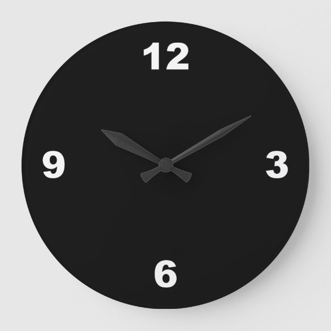Plano de fundo preto Grande Número Branco Relógio  (Frente)