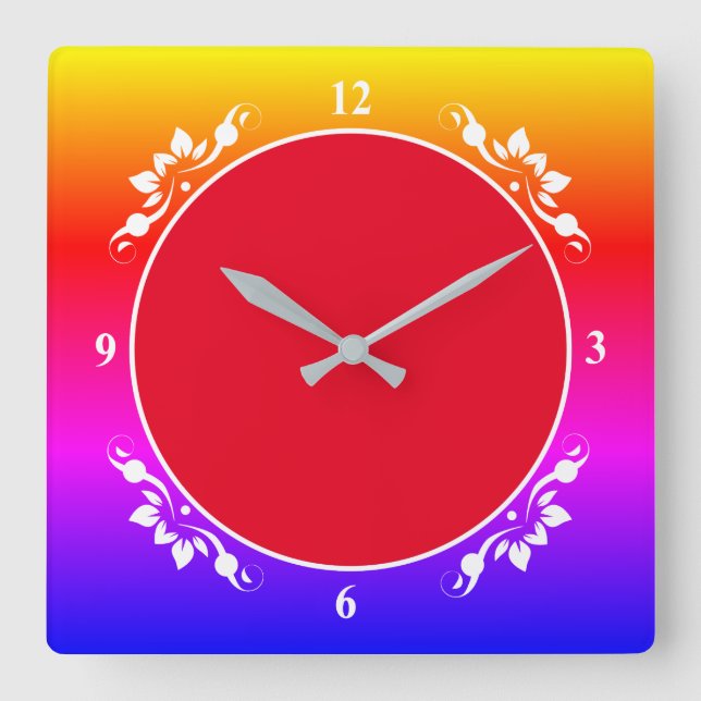 Plano De Fundo Vermelho E Relógio Com Várias Cores (Frente)