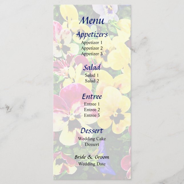 Plano de Painéis Menu Casamento de Cores Misturada (Frente)
