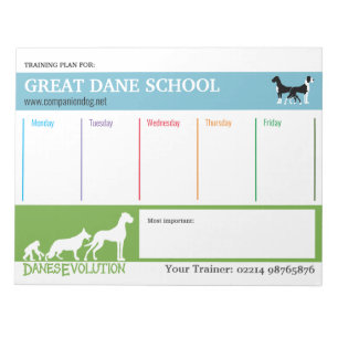 Plano de treinamento do Great Dane Bloco de notas
