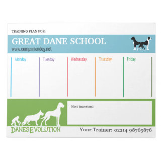 Plano de treinamento do Great Dane Bloco de notas