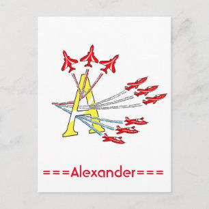 Planos de Jato Vermelho Iniciais Um Cartão Postal