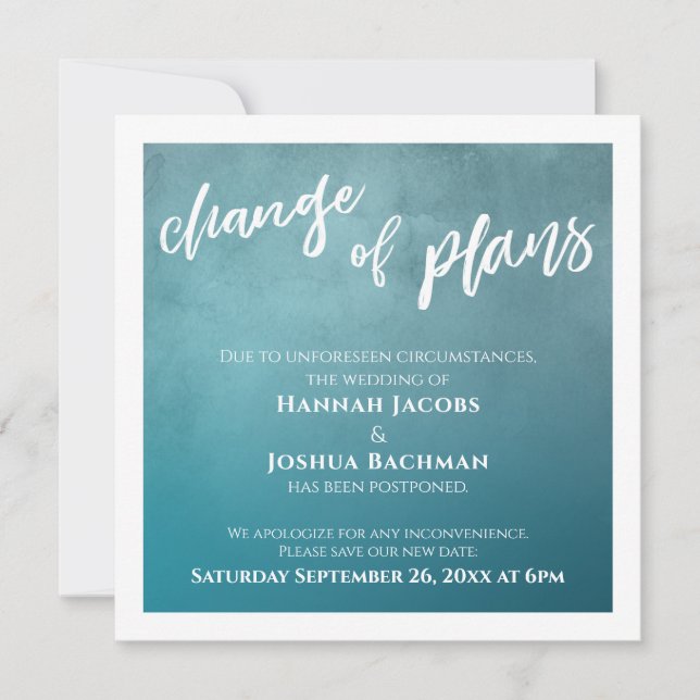 Planos de Mudança Teal de Planos Adiados de Cartão (Frente)