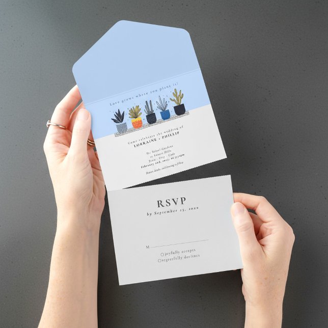 Planta de cascas botânicas (Botanical potted house plant all in one invitation.)