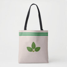 Planta de Folha de Louro em Bolsa Tote Verde e Beg