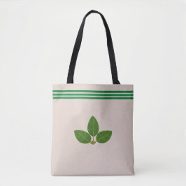 Planta de Folha de Louro em Bolsa Tote Verde e Beg