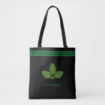 Planta de Folha de Louro em Bolsa Tote Verde e Pre
