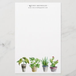 Planta em vaso com aquarela Boho | Papelaria com m