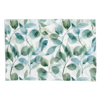 Plantas de Eucalipto em Aquarela Azul e Verde