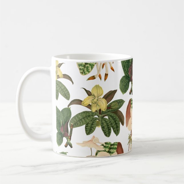 Plantas exóticas, padrão botânico, caneca de café (Esquerda)