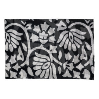Plantas, flores, toalha de abstrato preto-branco.