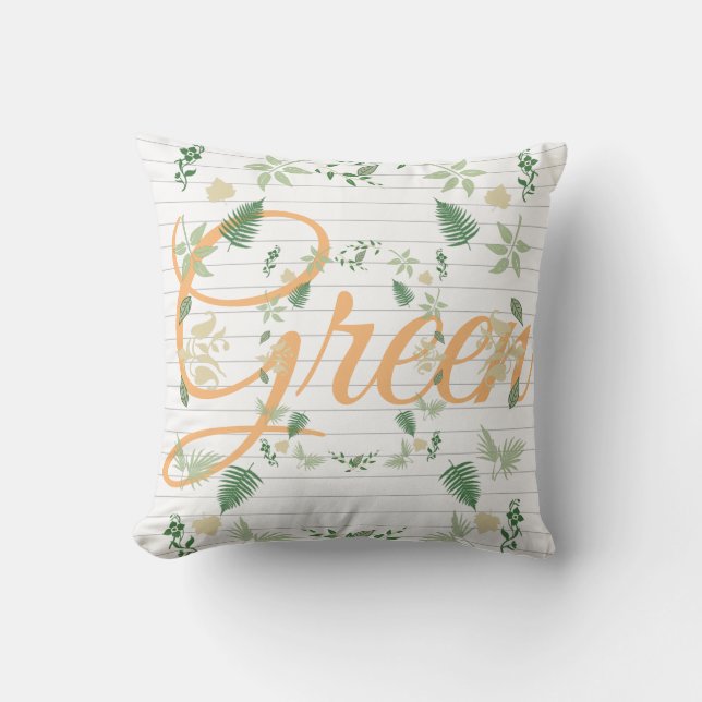 Plantas Folhas Verdes Natureza Almofada (Frente)