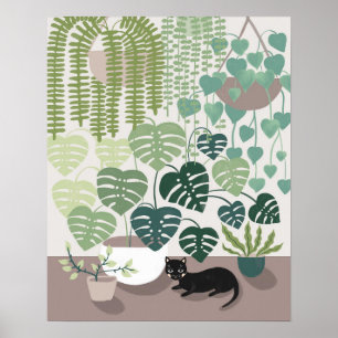 Plantas interiores verdes modernas, Poster ilustra