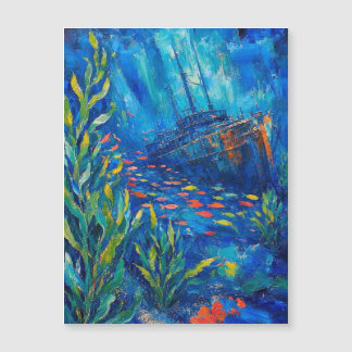 plantas oceânicas navio afundado pintura abstrata