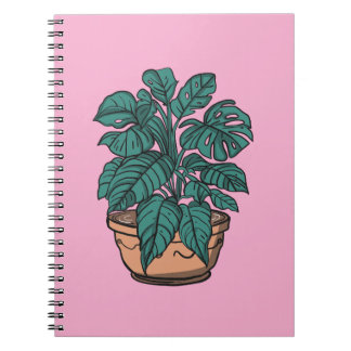 Plantas tropicais em vasos para cadernos de interi
