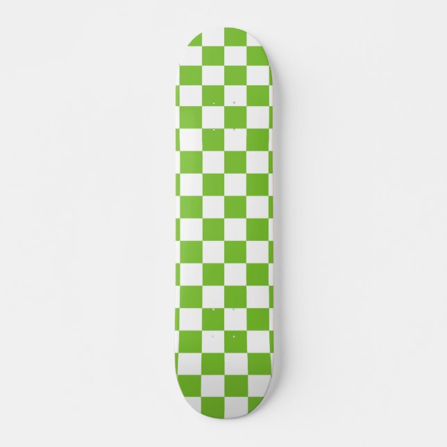 Plataforma Checkered preta & branca verde do skate (Frente)