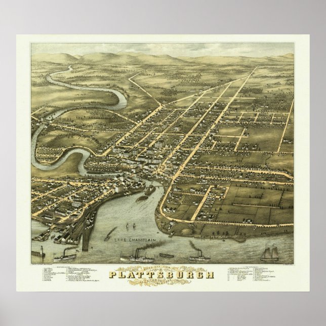 Plattsburgh NY, 1877: Antiga Impressão (Frente)
