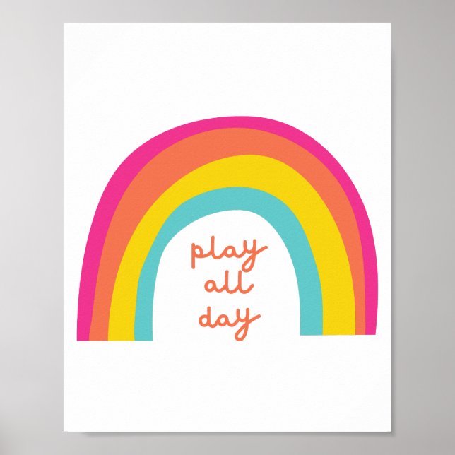 play.all.day. Poster e Impressões arco-íris (Frente)