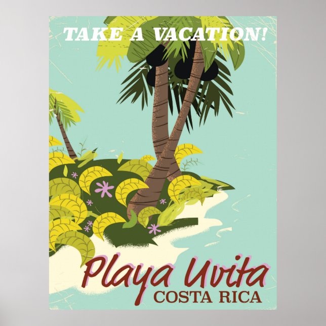 Playa Uvita, poster de viagens de praia na Costa R (Frente)