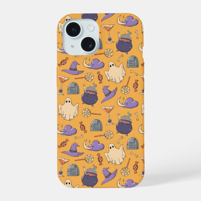 Playful Halloween Ghosts and Witches Patterno (Verso)