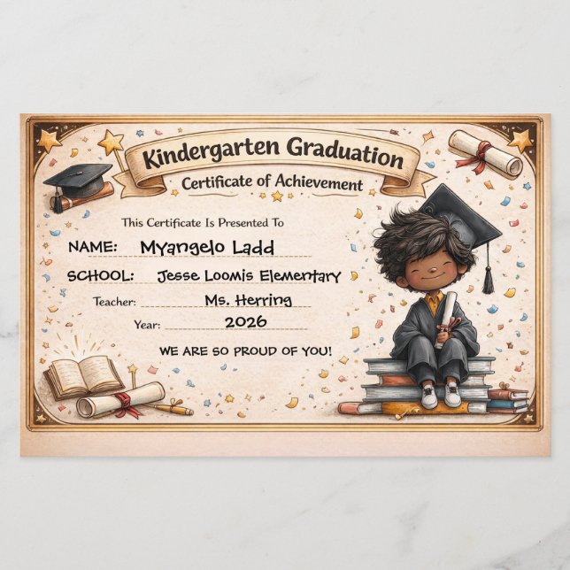 Playful Kindergarten Graduation Certificate  (Frente)
