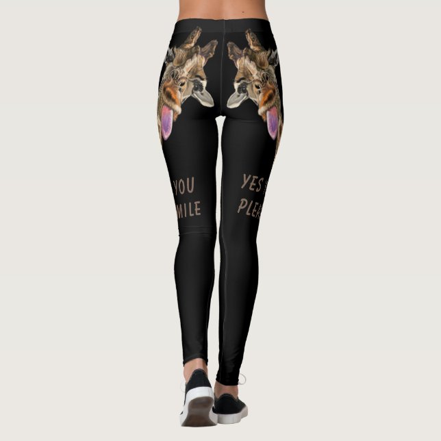 Playful Leggings Giraffe Tongue Out Smile YourText (Verso)