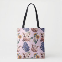 Playmy Hippo e Floral Tote Bag
