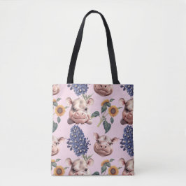 Playmy Hippo e Floral Tote Bag