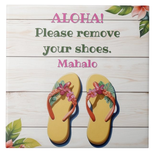 Please Remove Your Shoes Hawaiian Style flip flops (Frente)