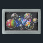Pletoides Oblong Belt Buckle<br><div class="desc">Sete planetoides estão a emergir no nosso universo através do portal do continuum espaço-tempo. Cada esfera é um mundo de maravilha e espanto. Eles podem continuar a expandir e preencher nosso espaço? Só o tempo dirá. Exploradores oportunistas de dimensões alternativas vestirão esta fivela de cinto com orgulho. Por favor, note:...</div>