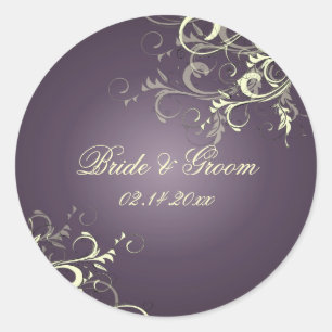 Plum baunilha espirra adesivos de casamento