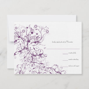 Plum Birds & Swirls - Cartões de Resposta RSVP de