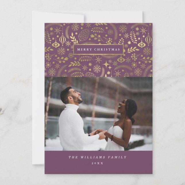 Plum + Cartões de Natal Festivos Dourados (Frente)