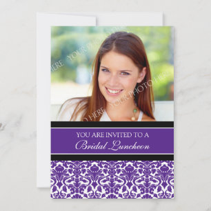 Plum Damask Photo Bridal Luncheon - Cartões de Co