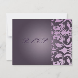 Plum Damask/RSVP Cards requerem convites 5x7