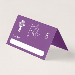 Plum Doce Floral Cross Christening Sweet Plum