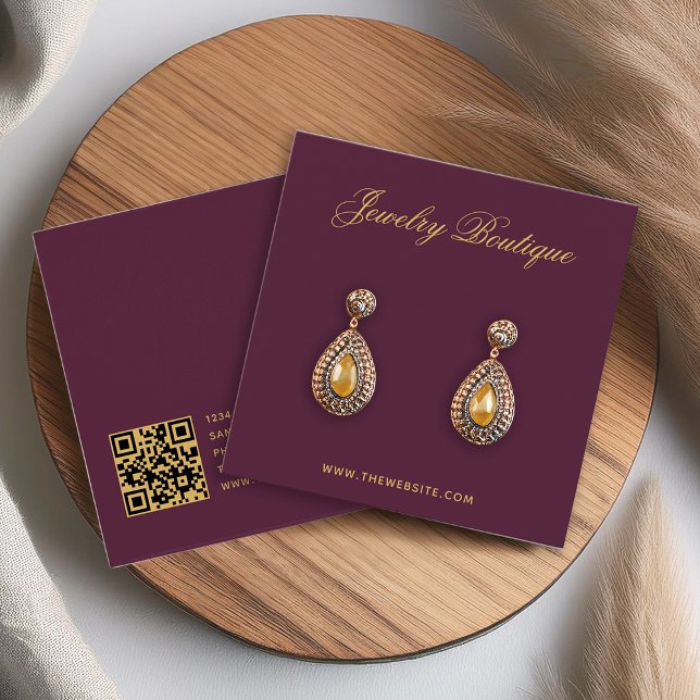 Plum Dourado Boutique QR Code Earration Display Ca (Criador carregado)