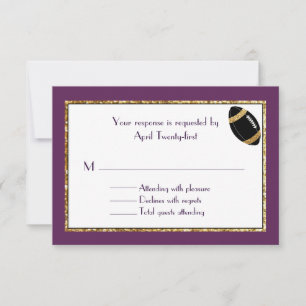 Plum e Faux Glitter Weding RSVP Card