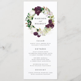 Plum Floral Escuro | Cartão de Menu Casamento