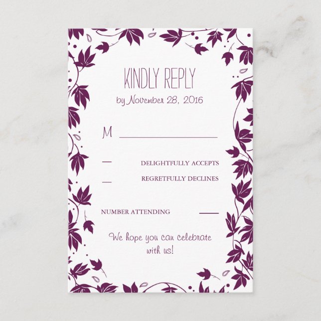 Plum Garden Deixa Cartões RSVP De Casamento (Frente)