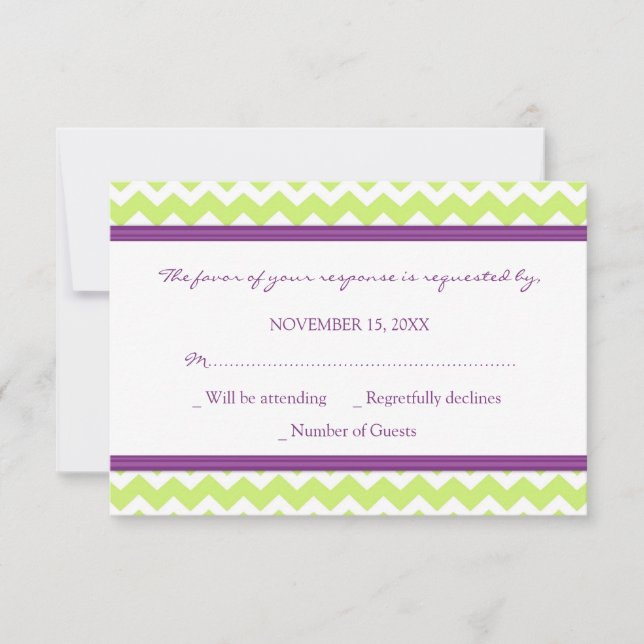 Plum Green Chevron - Cartão de Casamento RSVP (Frente)