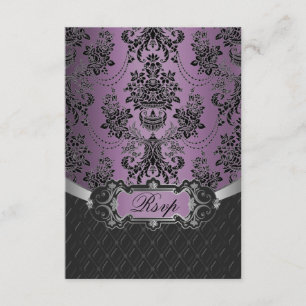 Plum Lapis Plple Black Casamento tema damasco RSVP